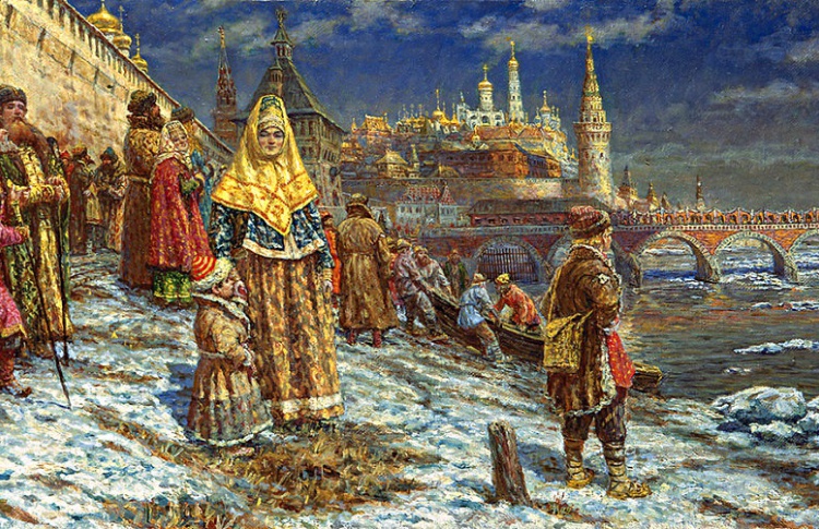 Женщина плавала по Москве-реке на льдине
